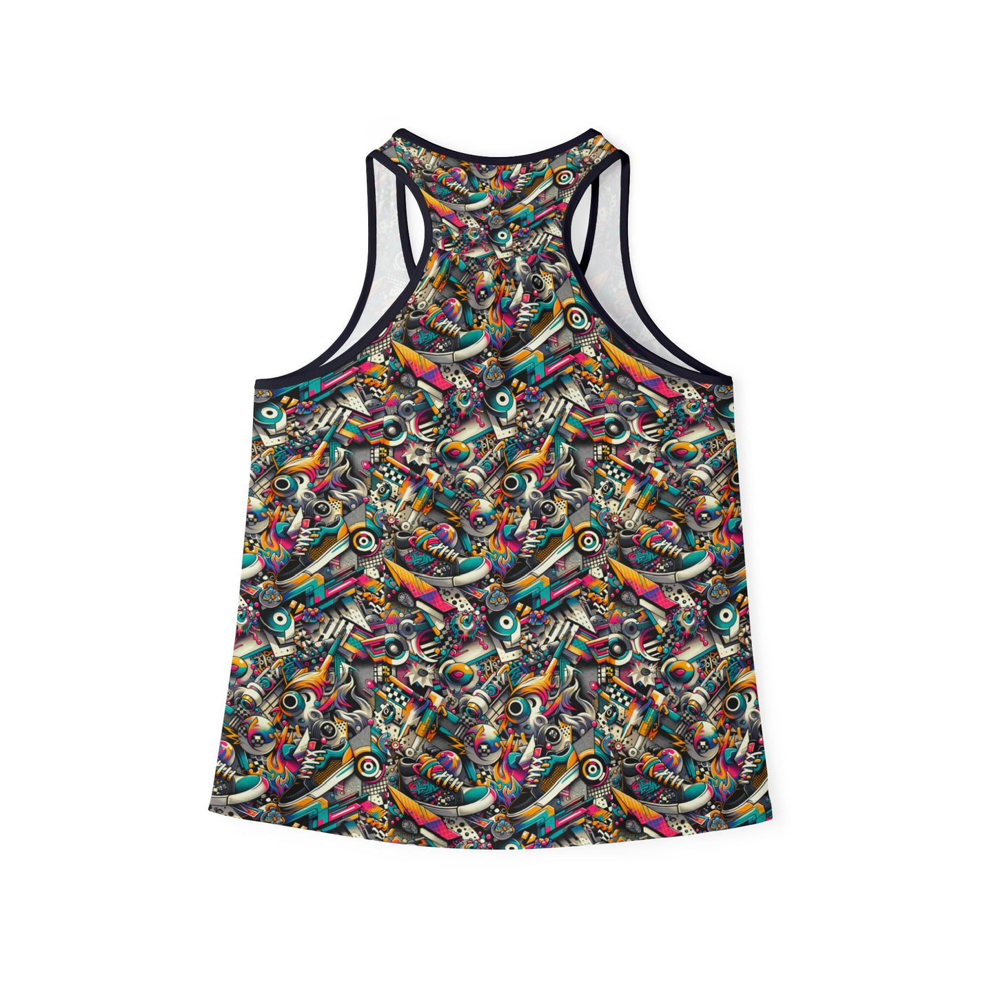 Urban Graffiti Fusion Eclectic Street Art Meets Modern Tech Culture Women's Tank Top - 8404 Design-55
