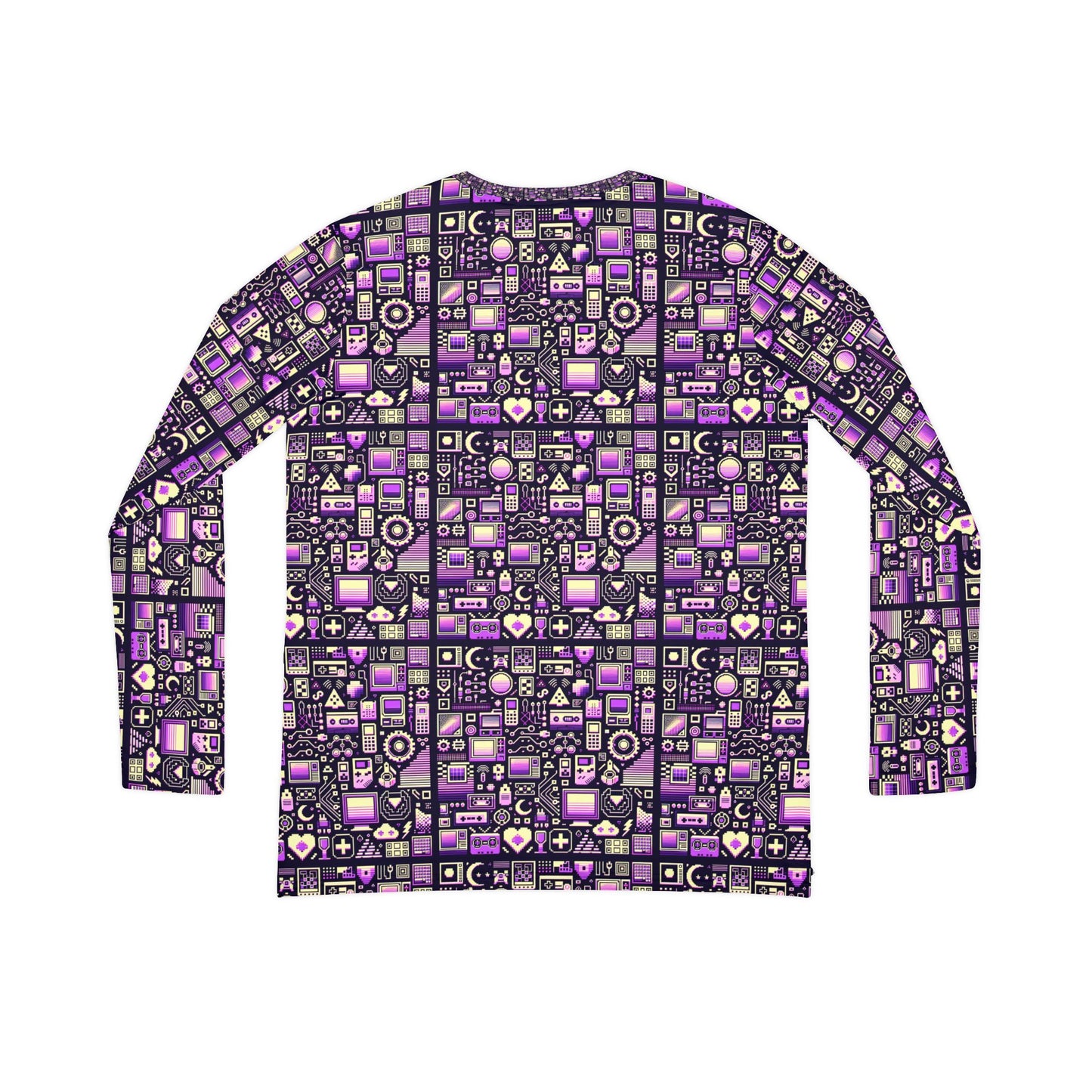 Digital Nostalgia Remix Modern Vintage Fusion Women's Long Sleeve V-Neck Shirt - 8404 Design-54