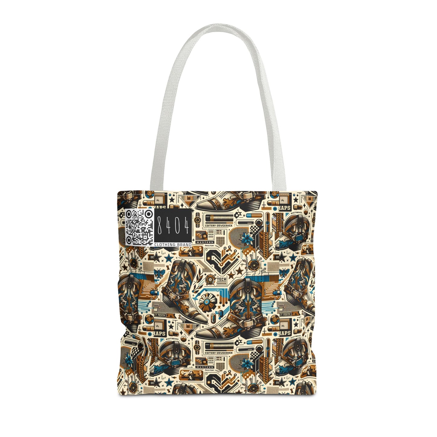 Digital Cowboy Chic Tech-Infused Western Fusion Tote Bag - 8404 Design-45