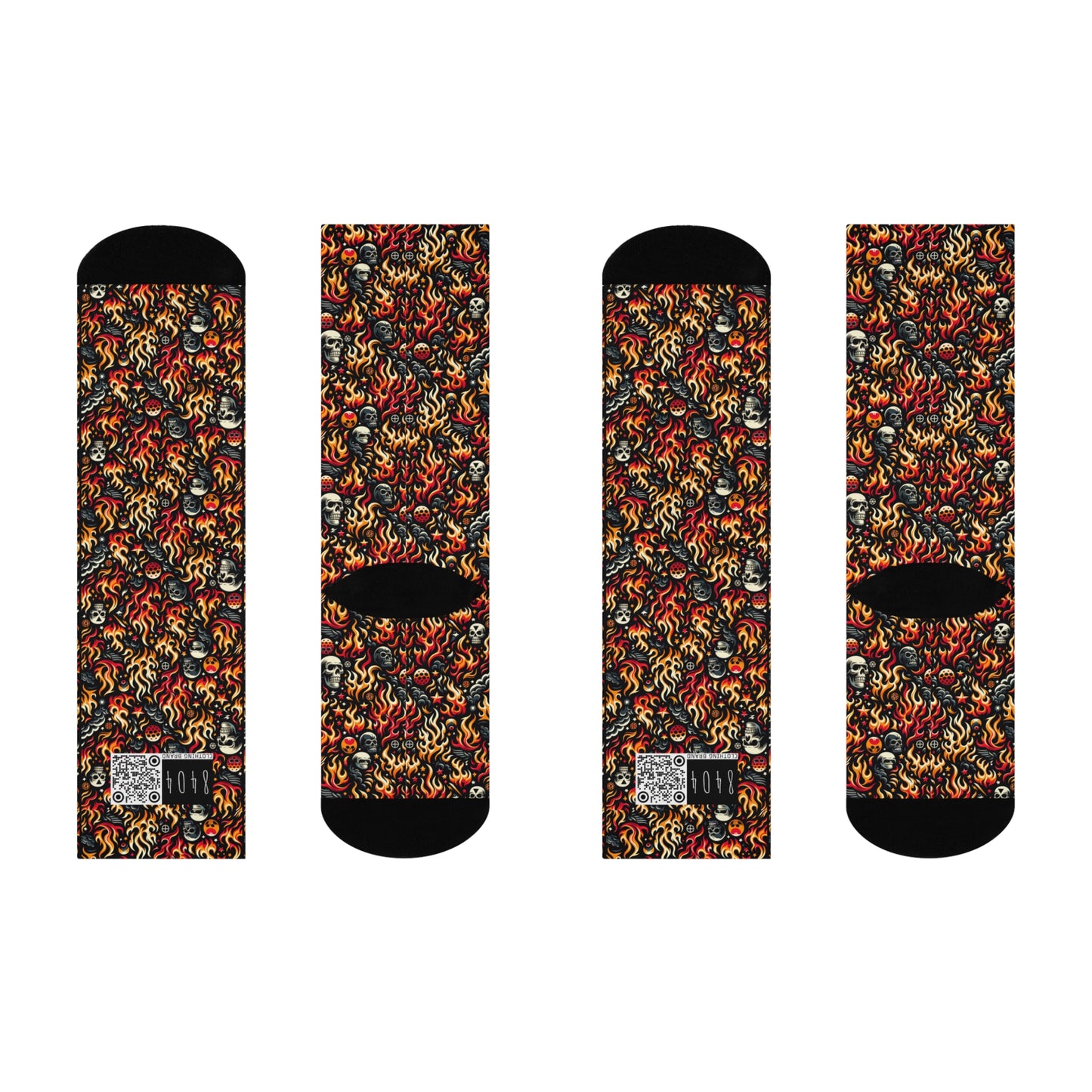 Flame Graphics Maximalist Streetwear Cushioned Crew Socks - 8404 Design-76