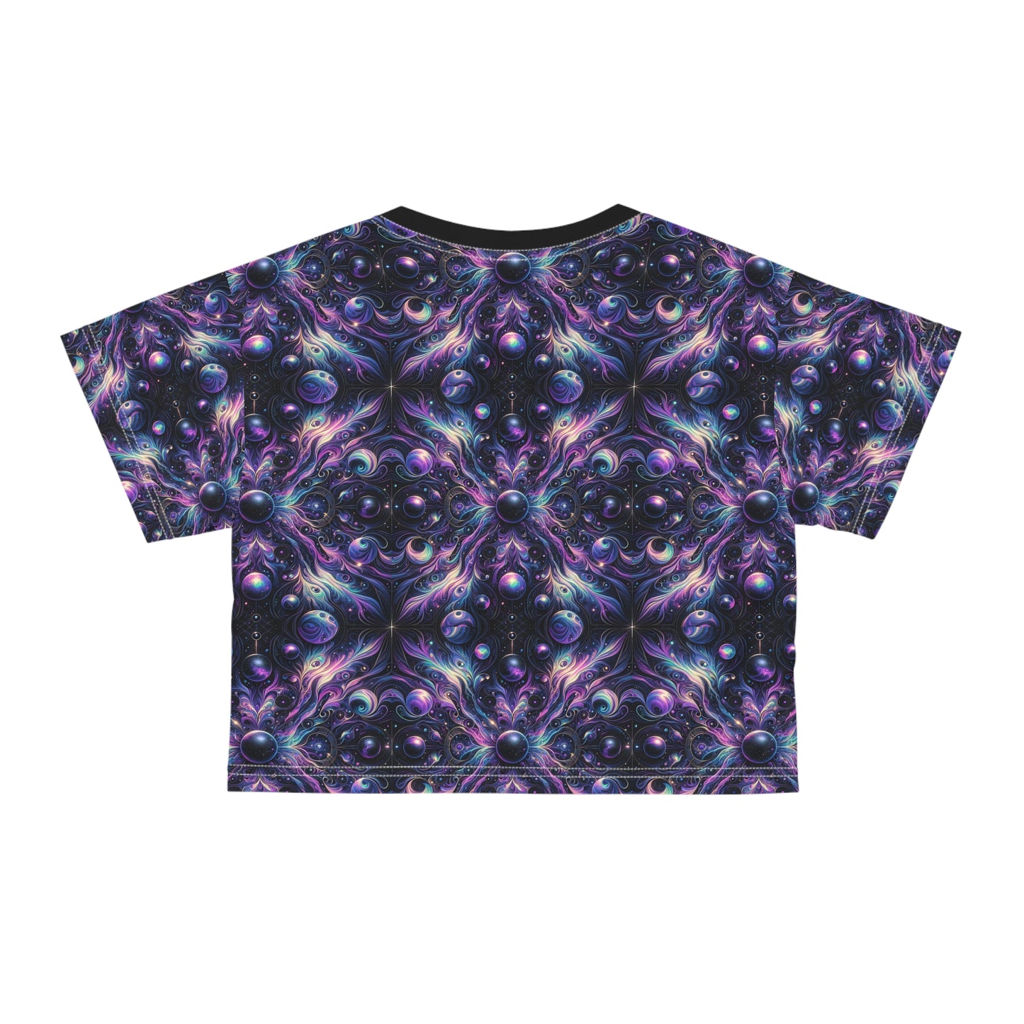 Galactic Hues Tech-Forward Cosmic Fusion Crop Tee - 8404 Design-41