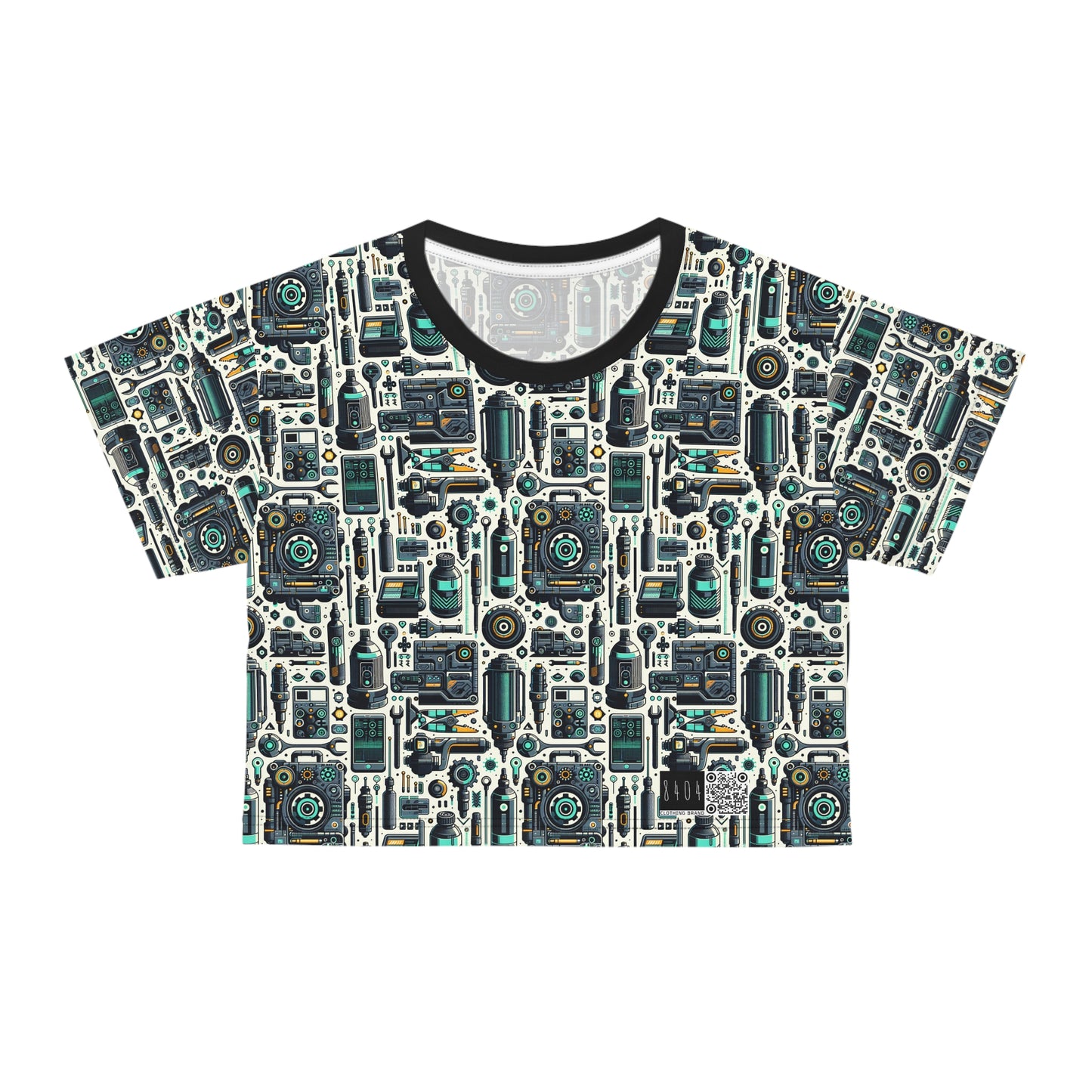 Tech Utility Fusion Modern Tech Streetwear Crop Tee - 8404 Design-53