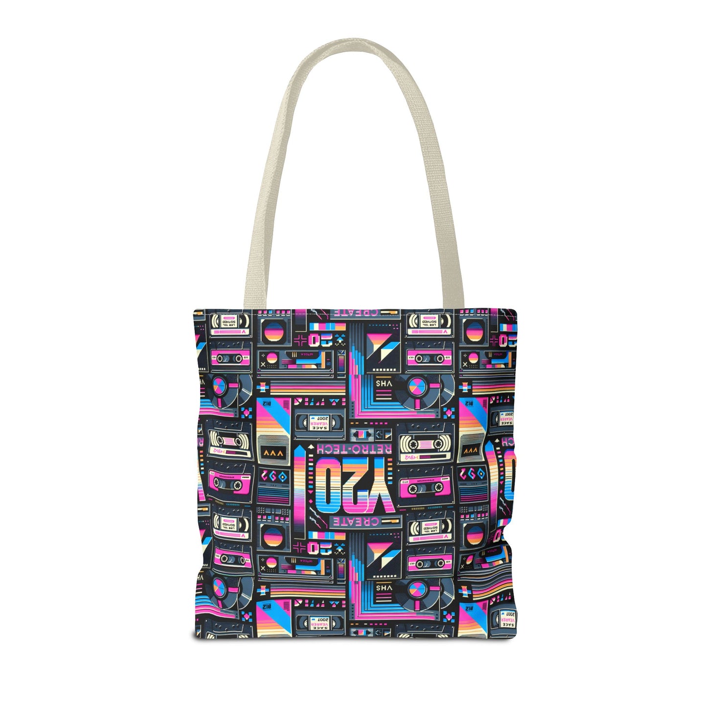 Digital Nostalgia Tech-Inspired Retro Fusion Tote Bag - 8404 Design-65