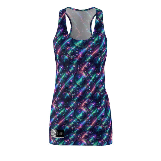 Iridescent Tech Fusion Tech-Forward Streetwear Women's Cut & Sew Racerback Dress - 8404 Design-51