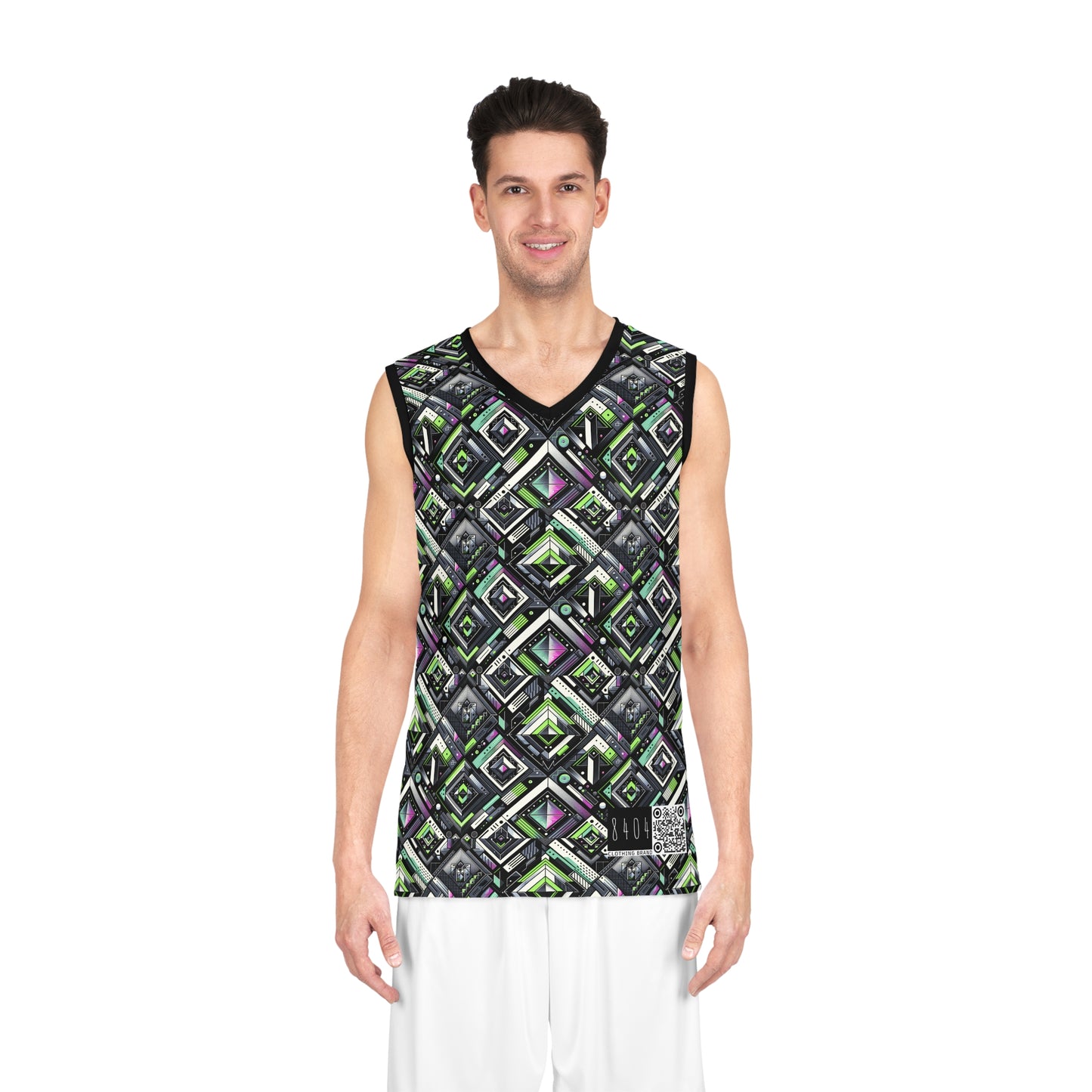 Retro Futurism Graphics Tech-Forward Streetwear Basketball Jersey - 8404 Design-48