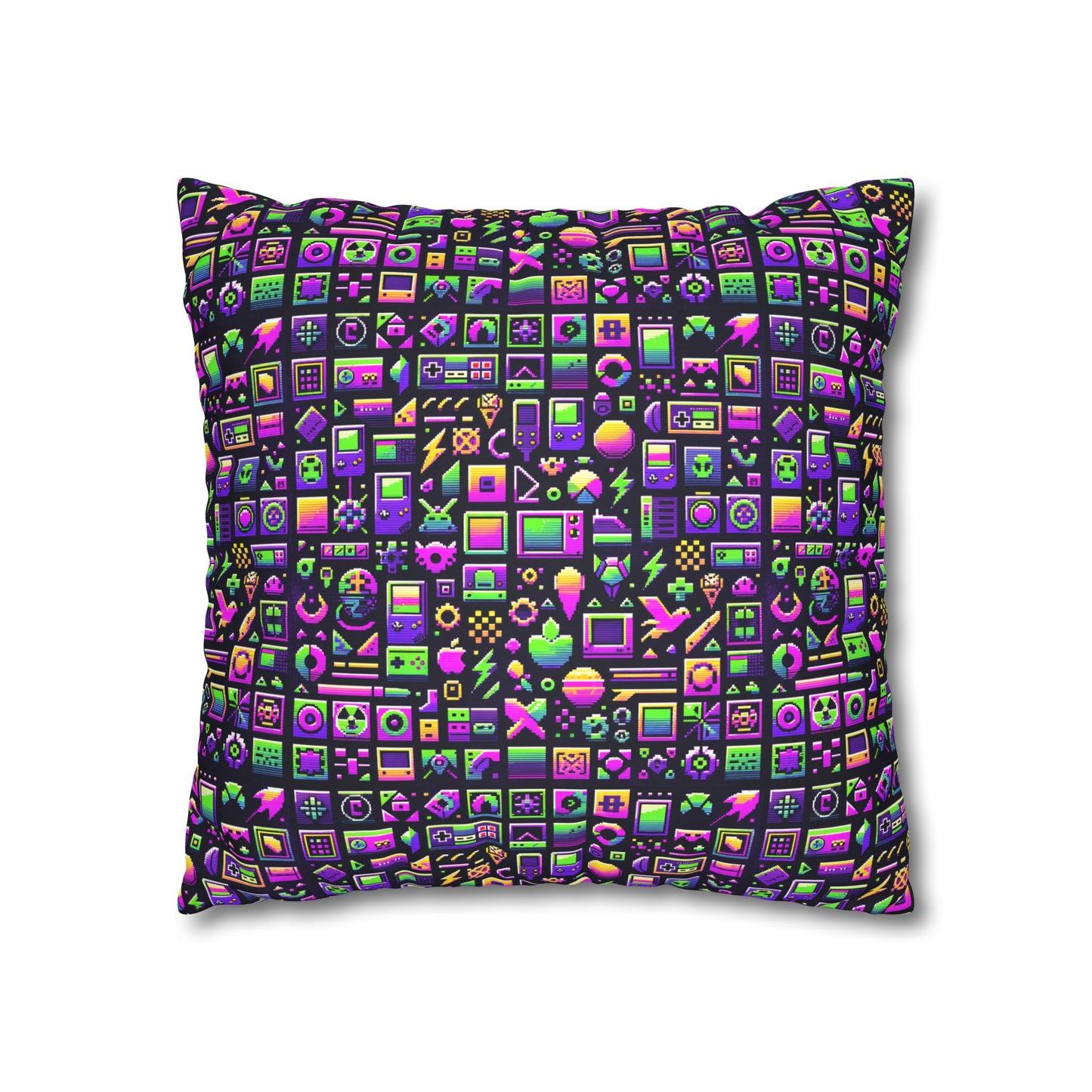 Digital Nostalgia Remix Modern Vintage Fusion Faux Suede Square Pillowcase - 8404 Design-49