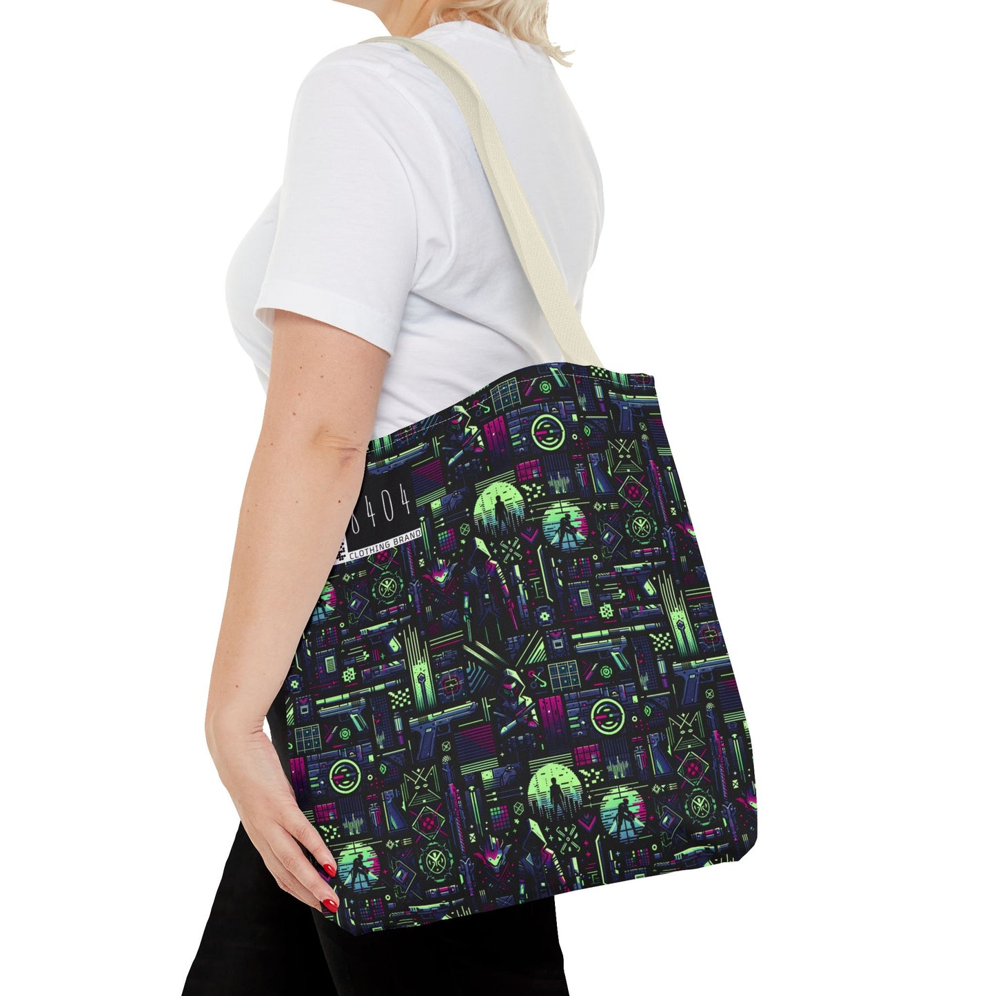 Tech Noir Futuristic Cyberpunk Tote Bag - 8404 Design-63