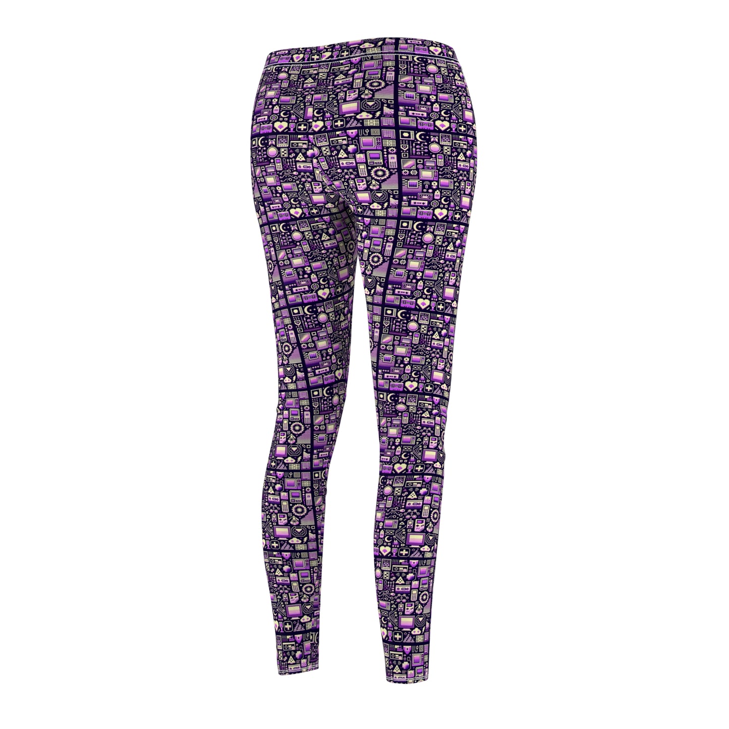 Digital Nostalgia Remix Modern Vintage Fusion Women's Cut & Sew Casual Leggings - 8404 Design-54