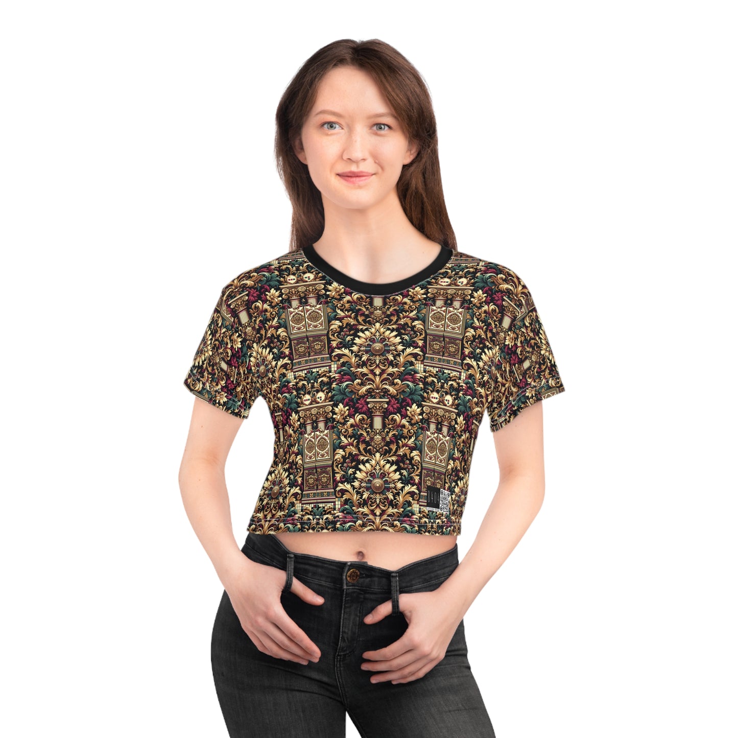 Digital Renaissance Modern Baroque Fusion Crop Tee - 8404 Design-57