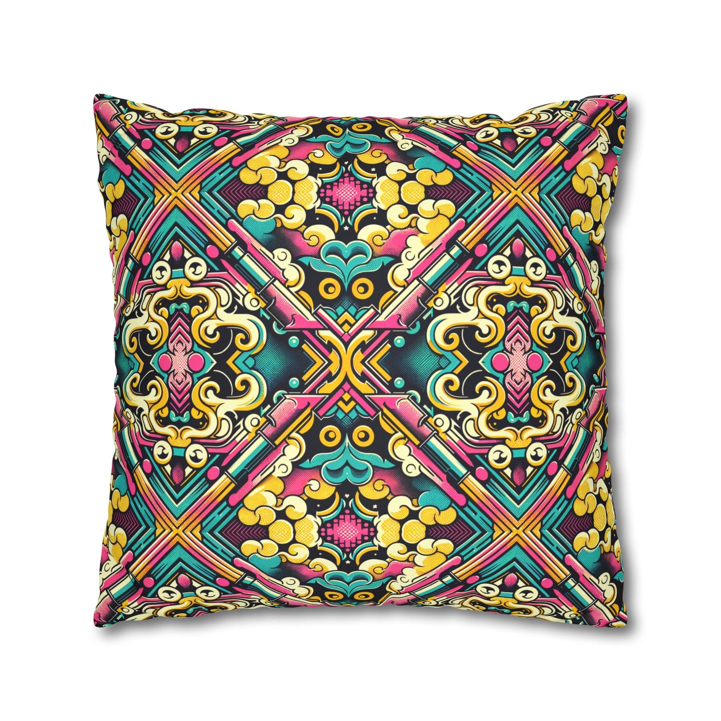 Neon Pop Art Revival Pop Culture Retro Faux Suede Square Pillowcase - 8404 Design-59