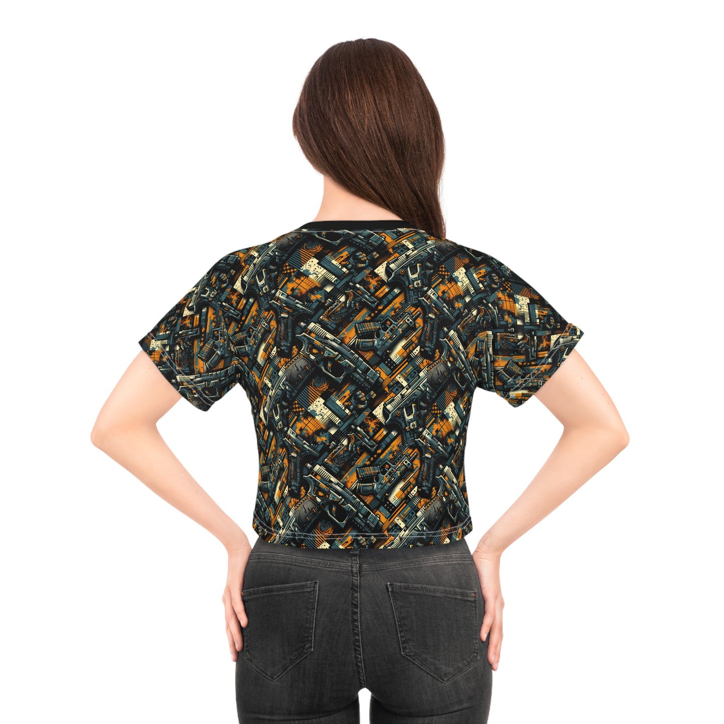 Digital Punk Futuristic Grunge Crop Tee - 8404 Design-47