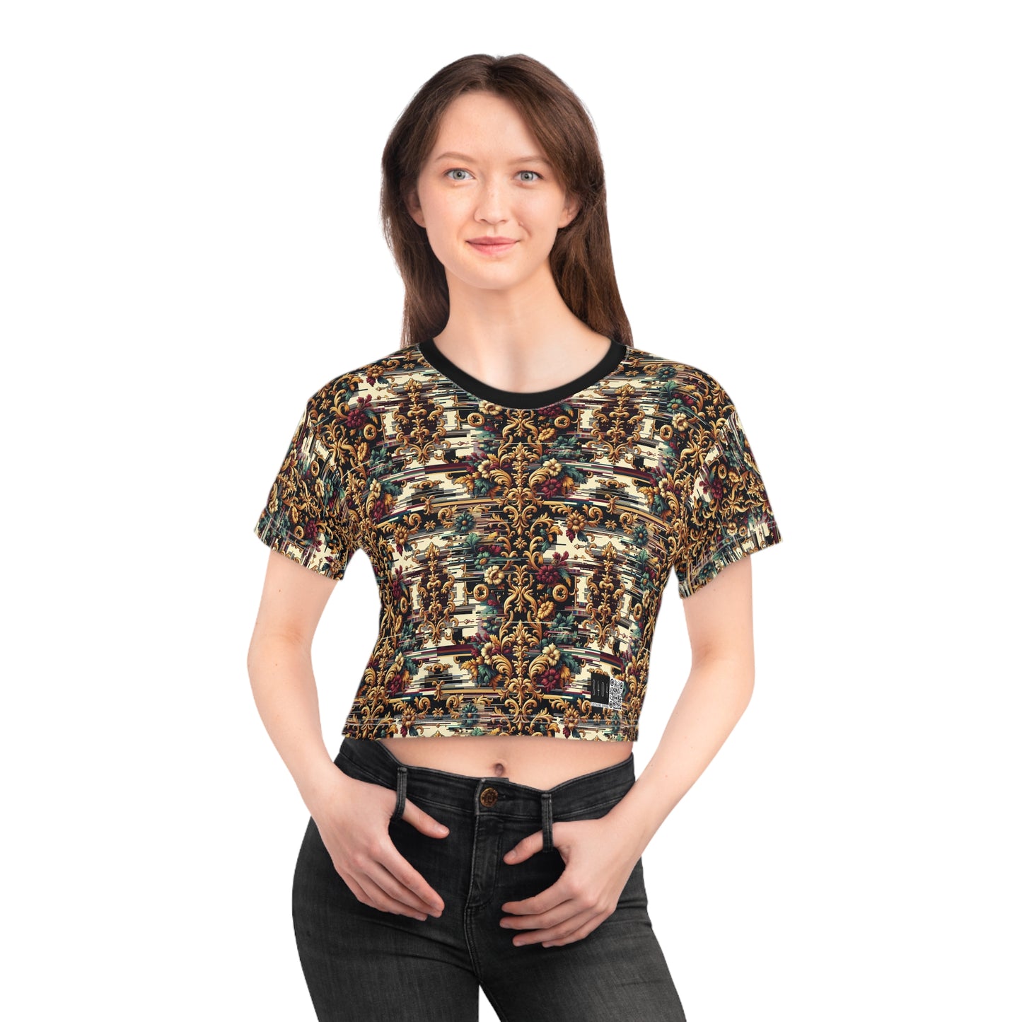 Digital Renaissance Modern Baroque Fusion Crop Tee - 8404 Design-63