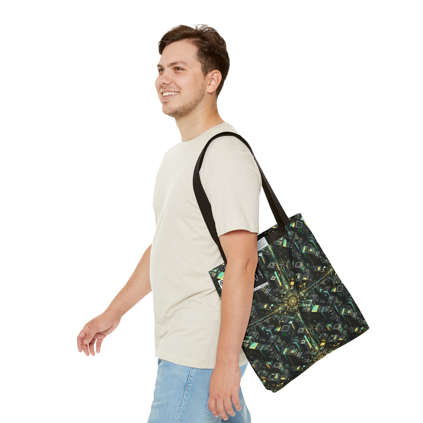 Tech Noir Graphics Tech-Inspired Streetwear Tote Bag - 8404 Design-66