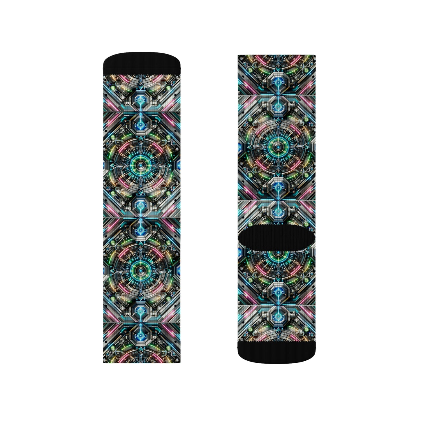 Tech-Infused Futurism Futuristic Tech Sublimation Socks - 8404 Design-53