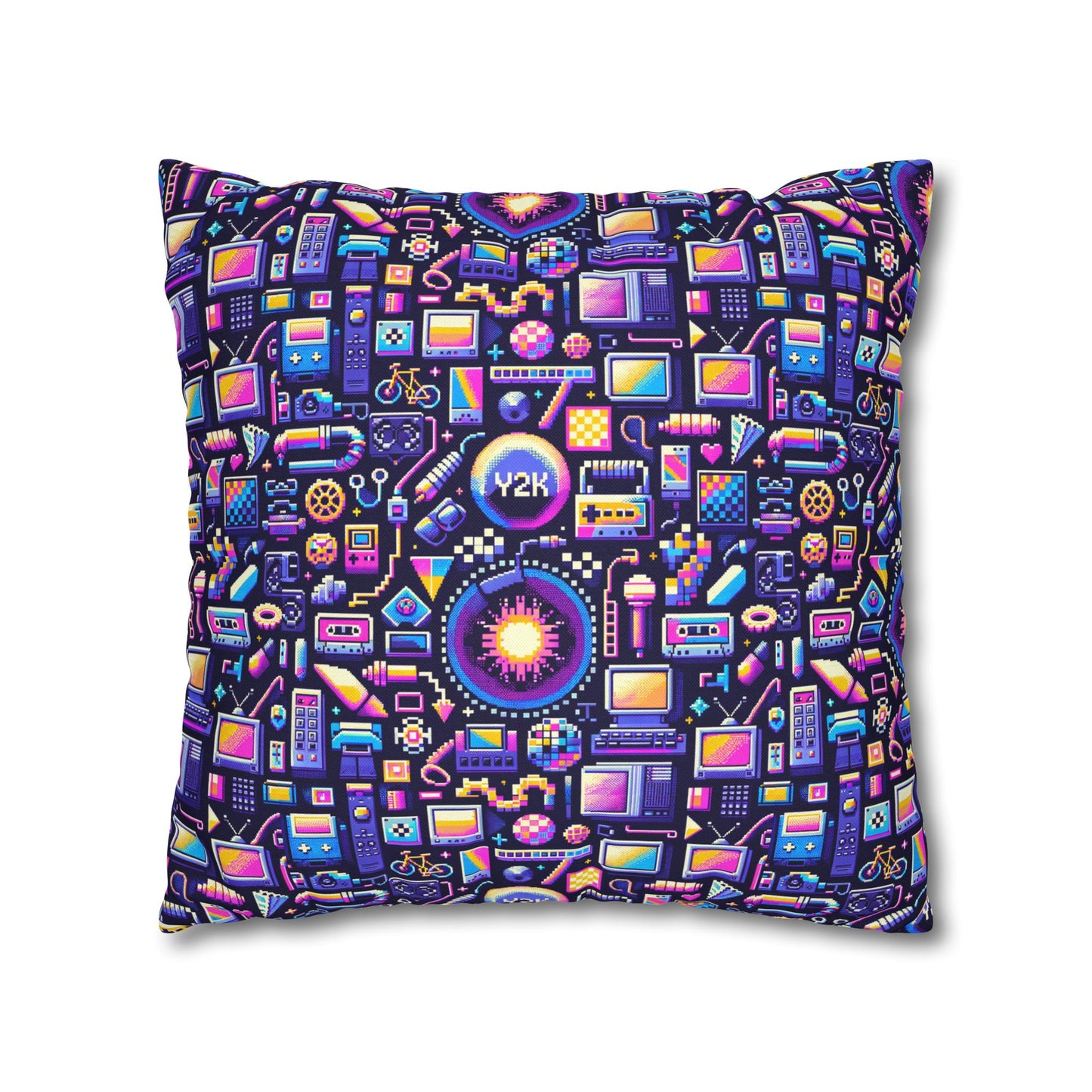 Digital Nostalgia Modern Retro Fusion Spun Polyester Square Pillowcase - 8404 Design-64
