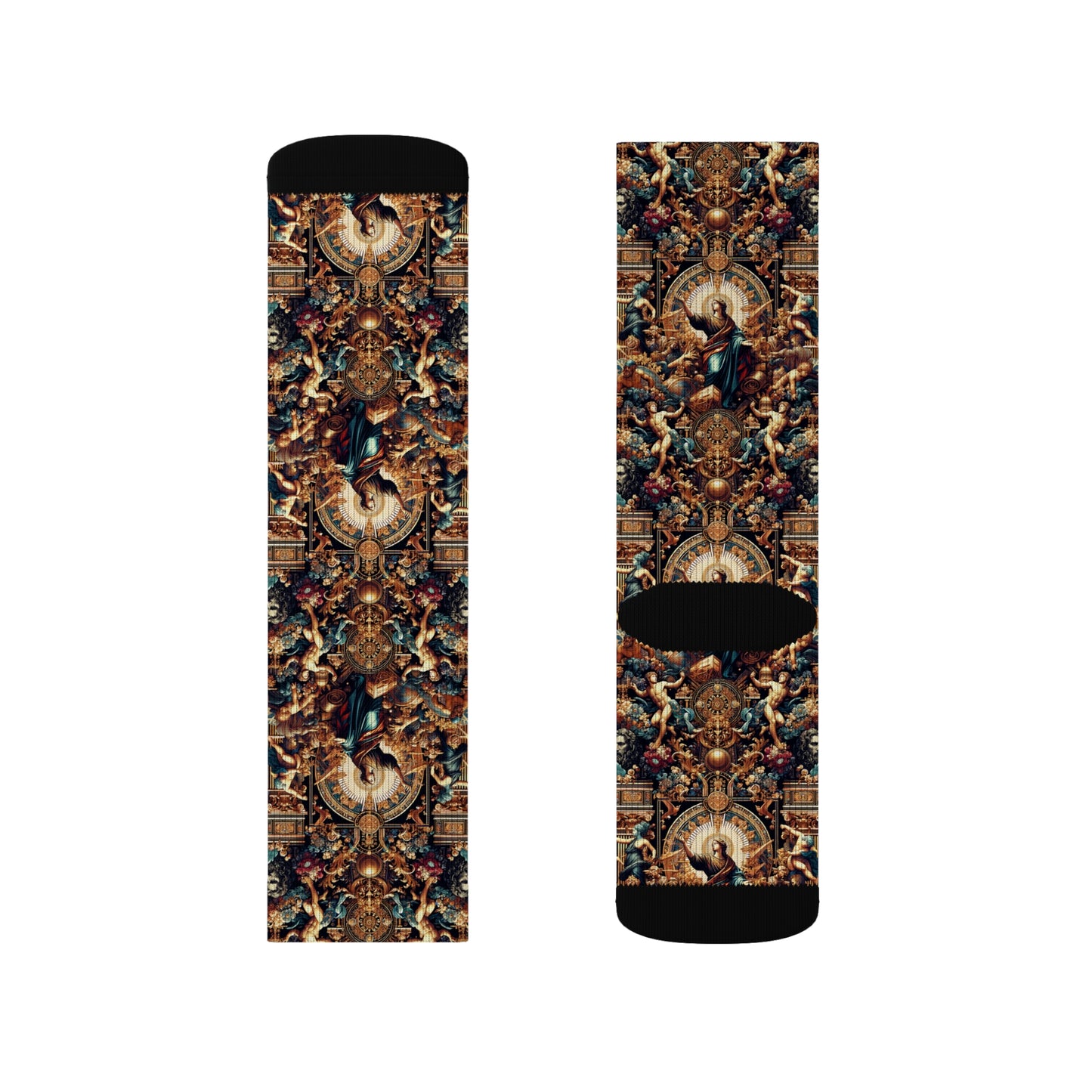 Digital Renaissance Luxurious Streetwear Inspired By Classical Art With a Modern Twist Sublimation Socks - 8404 Design-64