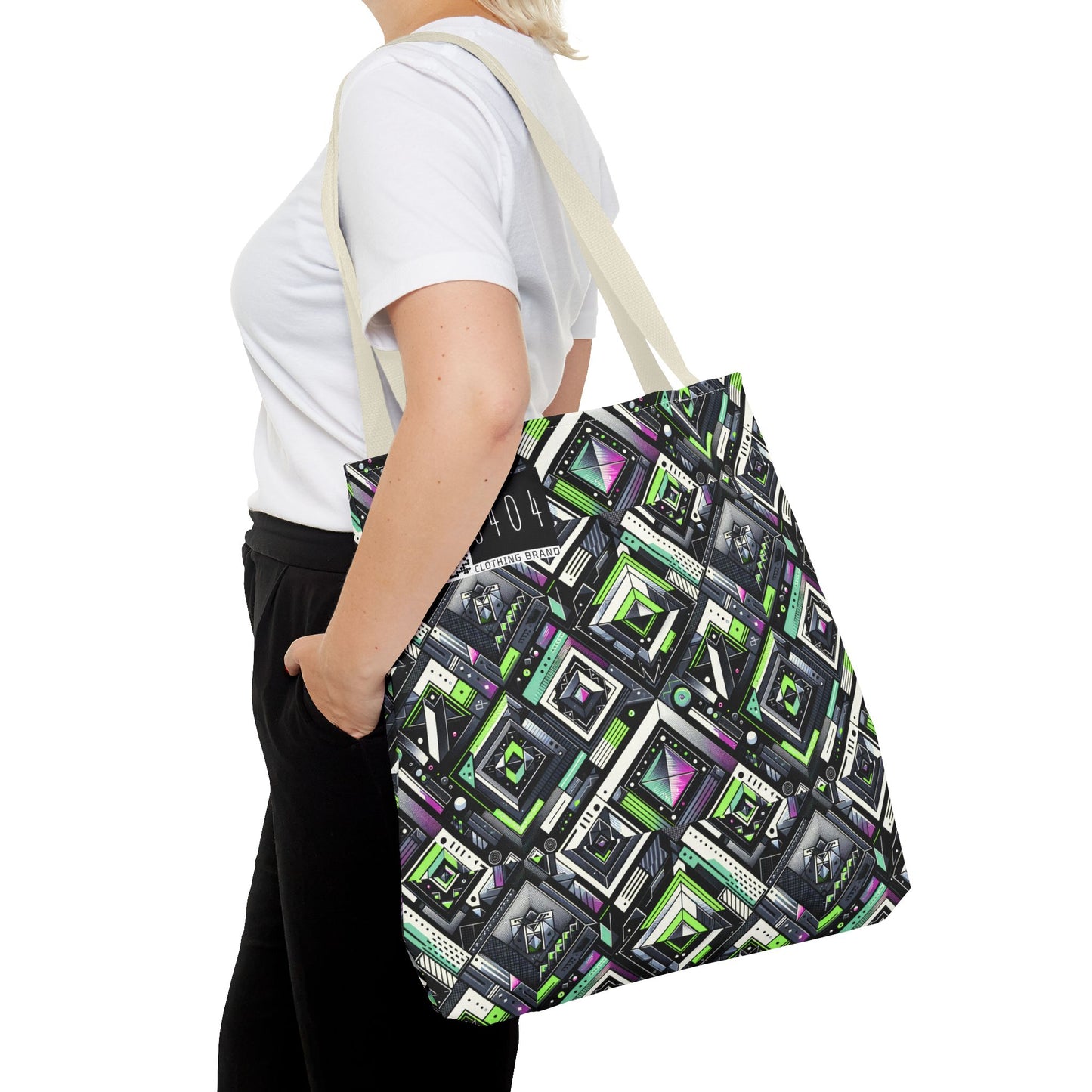 Retro Futurism Graphics Tech-Forward Streetwear Tote Bag - 8404 Design-48
