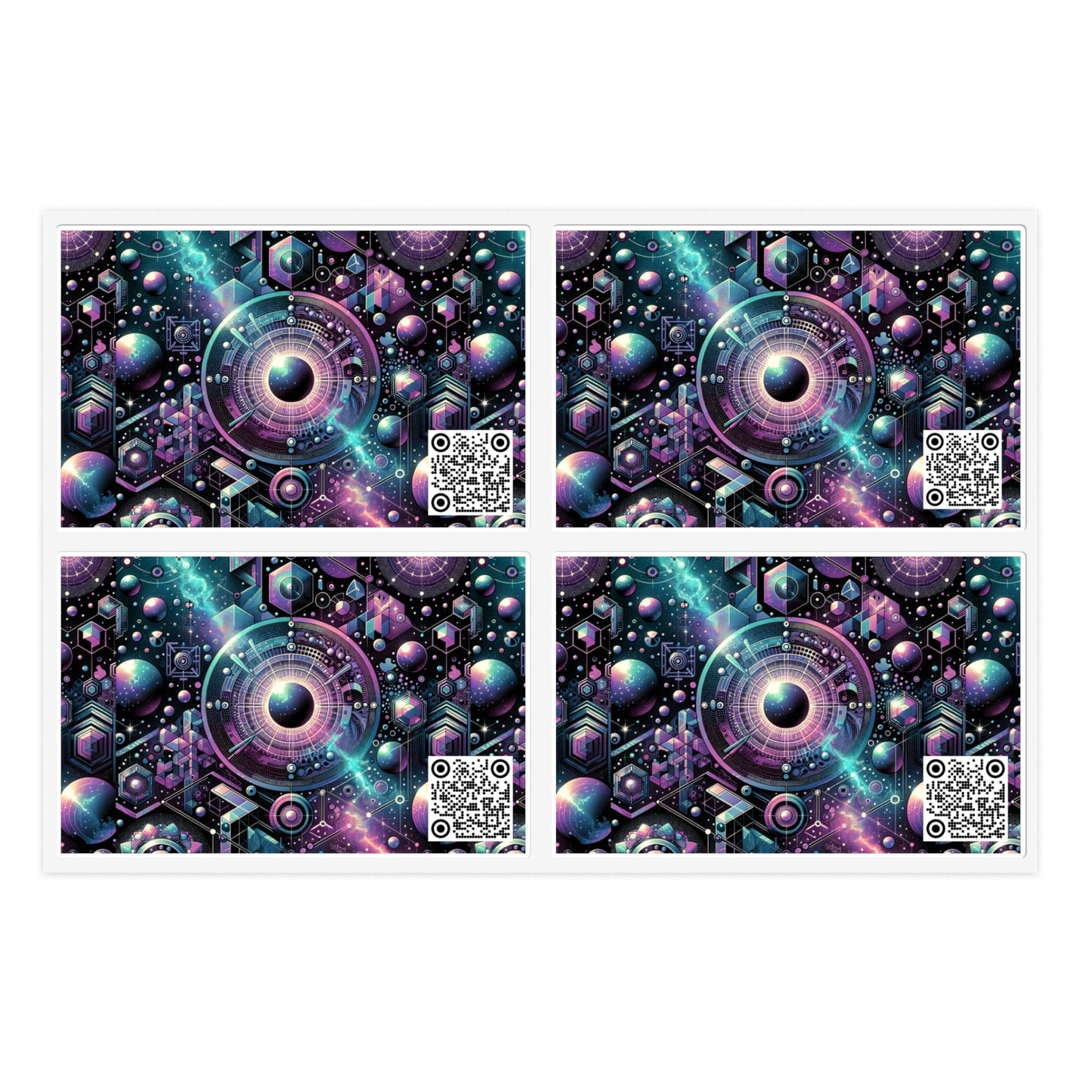 Galactic Hues Tech-Forward Cosmic Fusion Sticker Sheets - 8404 Design-56