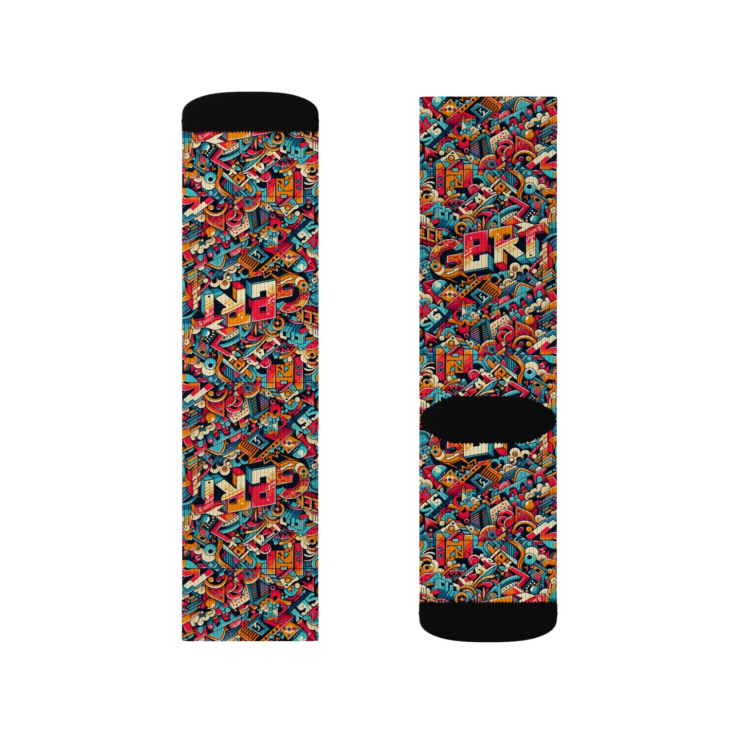 Neo-Traditional Street Art Modern Street Art Fusion Sublimation Socks - 8404 Design-58