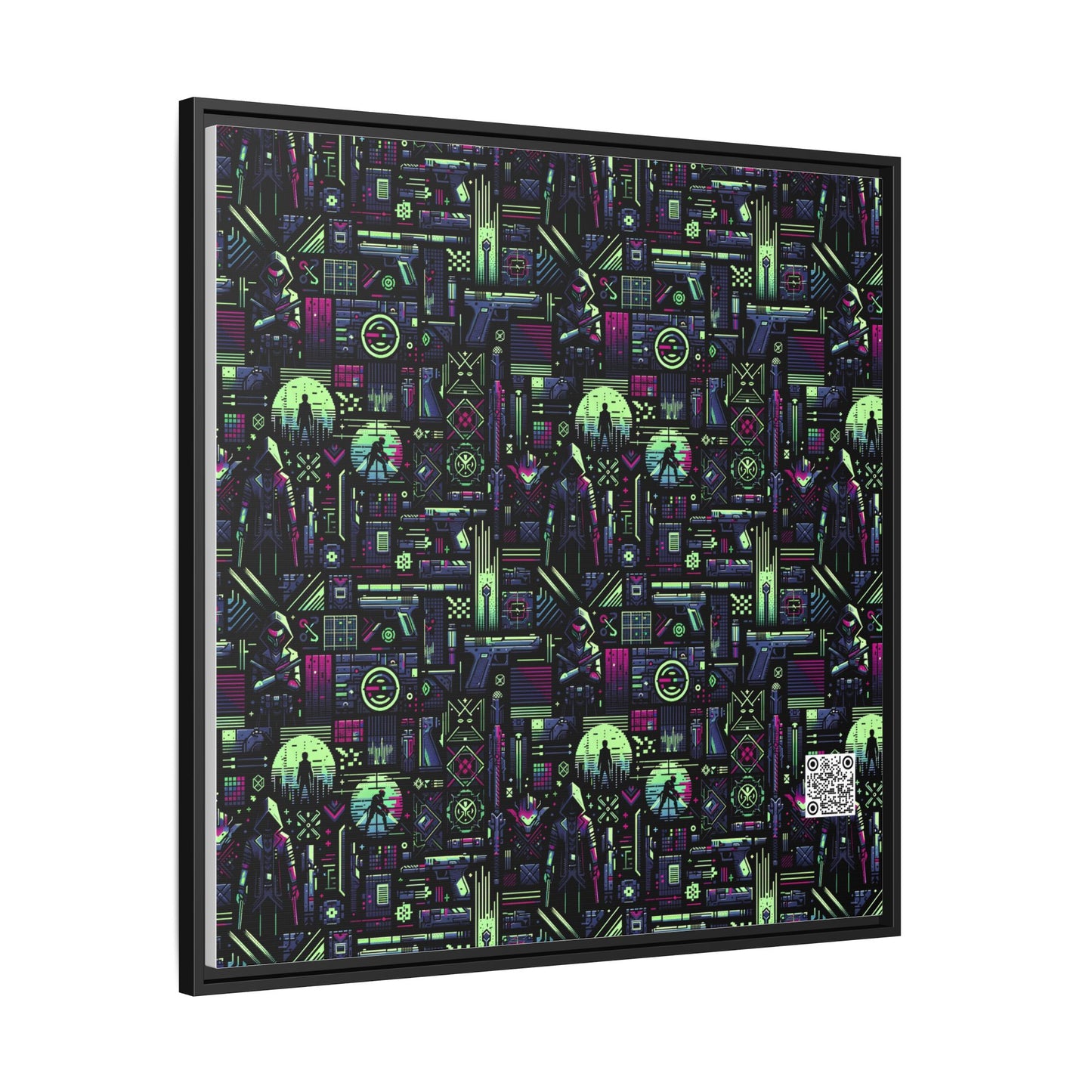 Tech Noir Futuristic Cyberpunk Matte Canvas, Framed (multi-Color) - 8404 Design-63 A