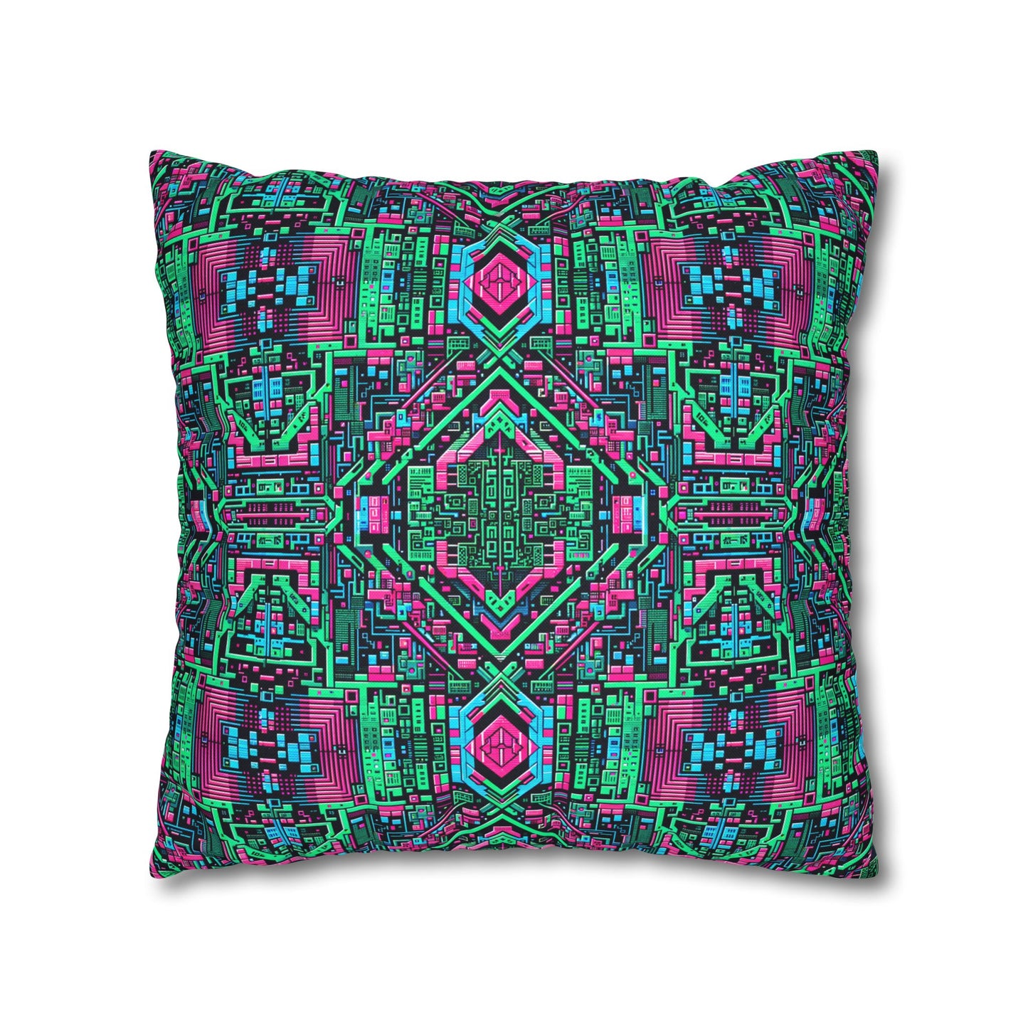 Digital Glitch Vibes Tech-Inspired Streetwear Spun Polyester Square Pillowcase - 8404 Design-71