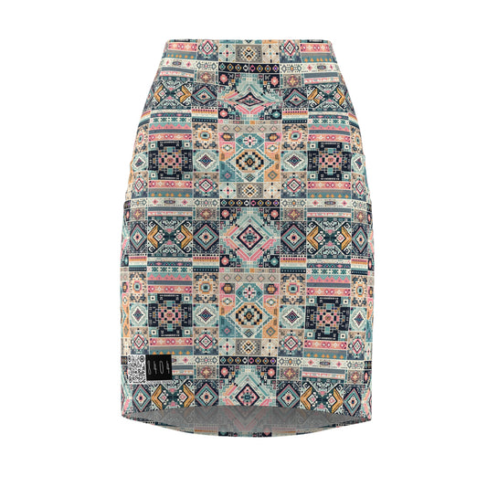 Digital Artisanal Fusion Digital Artisanal Women's Pencil Skirt - 8404 Design-55