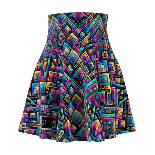 Tech-Inspired Graphics Cyberpunk Cool Women's Skater Skirt - 8404 Design-46