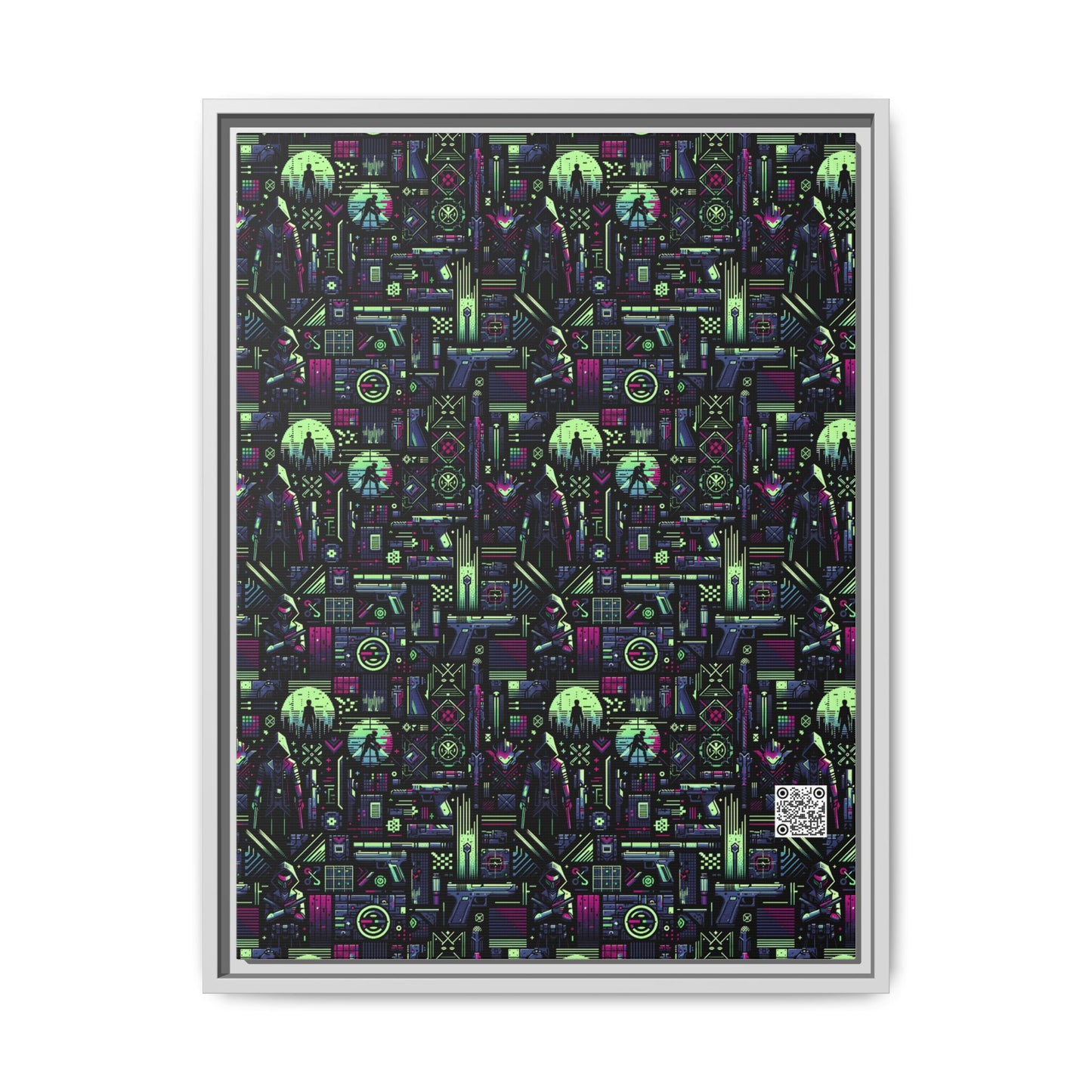 Tech Noir Futuristic Cyberpunk Matte Canvas, Framed (multi-Color) - 8404 Design-63 A