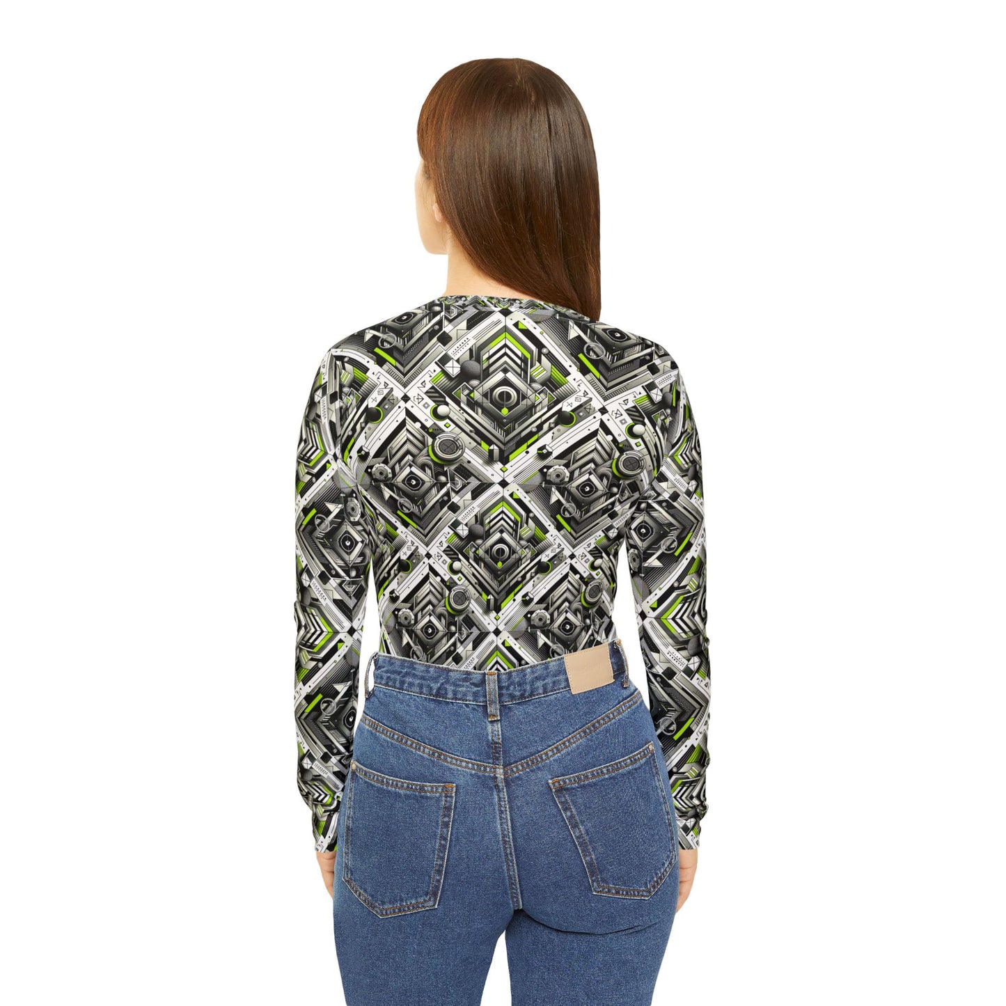 Elevated Sporty Tech Tech-Forward Streetwear Women's Long Sleeve V-Neck Shirt - 8404 Design-70
