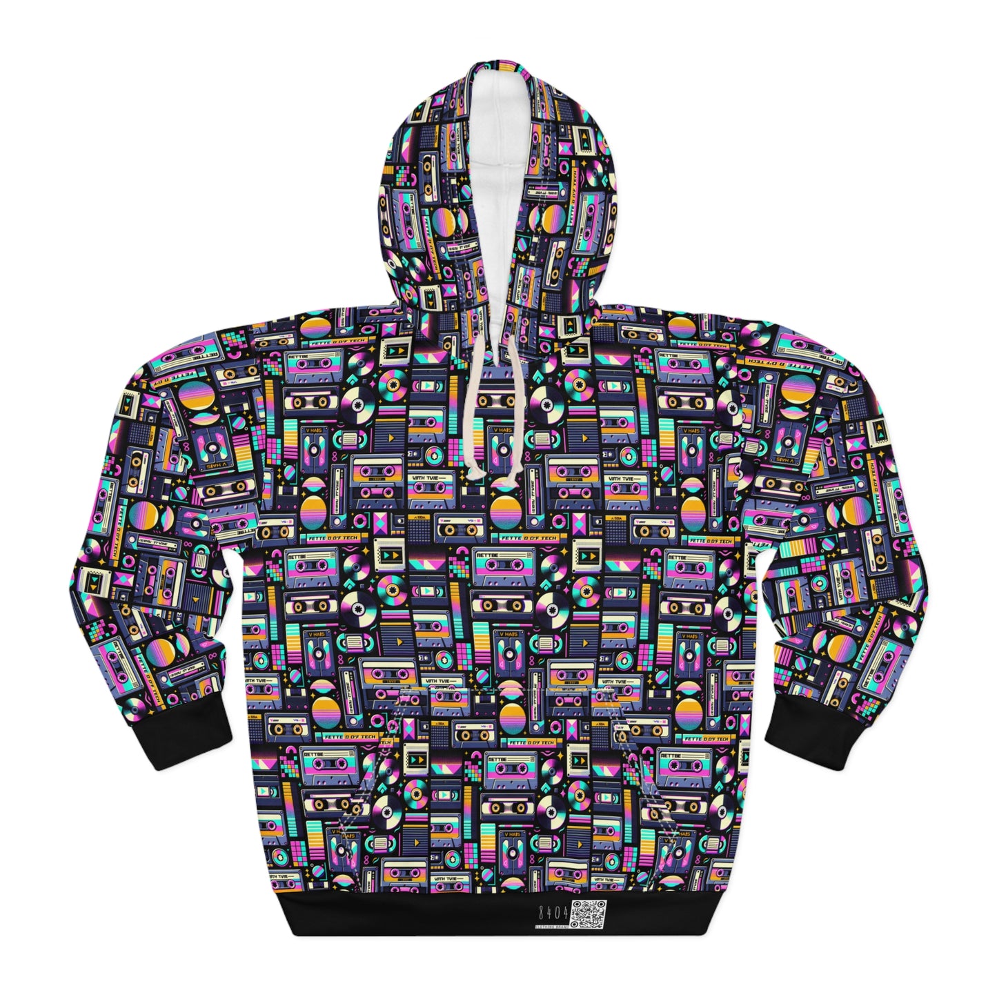 Digital Nostalgia Tech-Inspired Retro Fusion Pullover Hoodie - 8404 Design-48