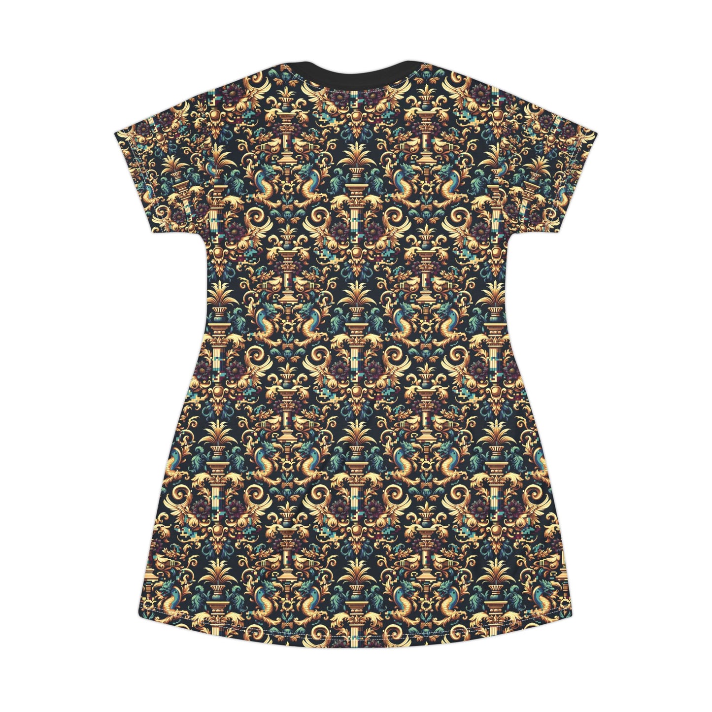 Digital Renaissance Modern Baroque Fusion T-Shirt Dress - 8404 Design-57