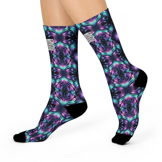 Iridescent Dream Futuristic Tech Cushioned Crew Socks - 8404 Design-60