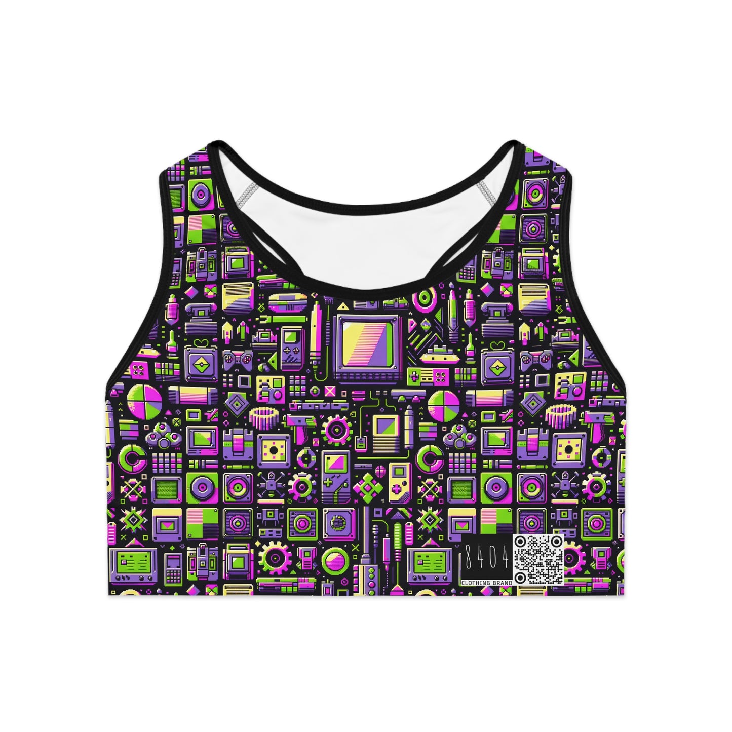 Digital Nostalgia Remix Modern Vintage Fusion Sports Bra - 8404 Design-67