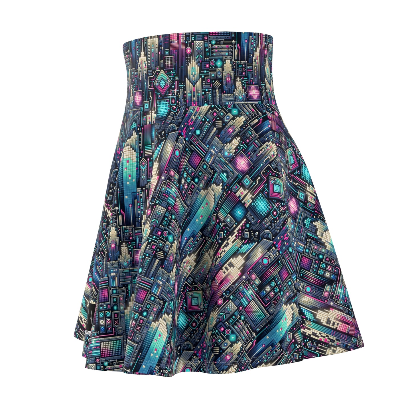 Digital Renaissance Tech-Forward Maximalism Women's Skater Skirt - 8404 Design-56
