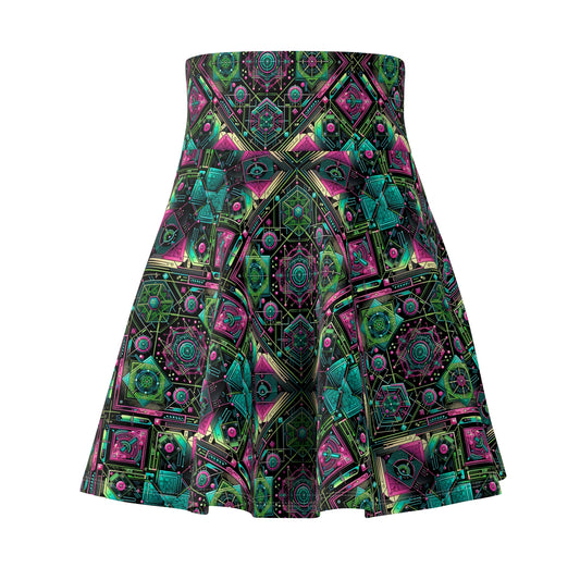 Tech-Infused Graphics Tech-Forward Streetwear Women's Skater Skirt - 8404 Design-45