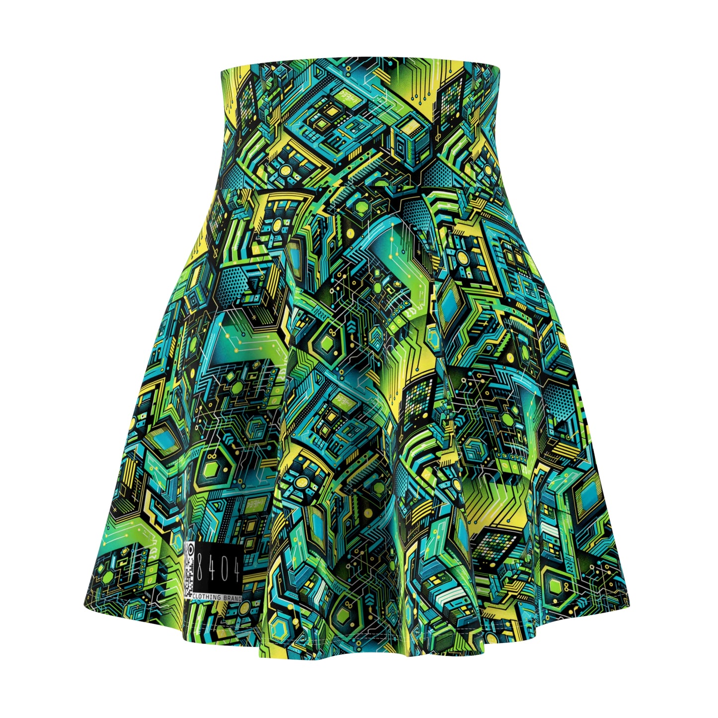 Tech-Infused Neon Tech-Forward Streetwear Women's Skater Skirt - 8404 Design-38