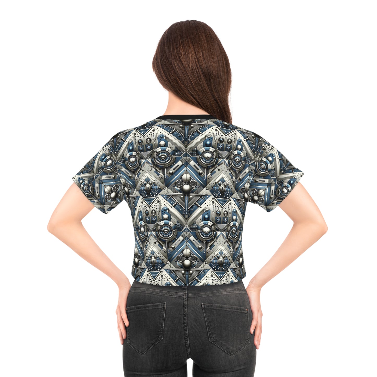 Tech Utility Fusion Tech-Forward Utility With a Futuristic Edge Crop Tee - 8404 Design-63