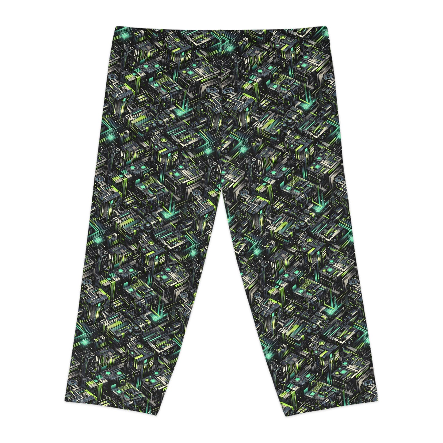 Tech-Infused Graphics Tech-Forward Streetwear Women's Capri Leggings - 8404 Design-47