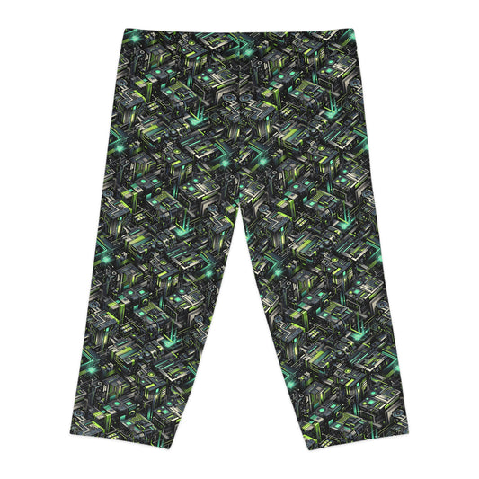 Tech-Infused Graphics Tech-Forward Streetwear Women's Capri Leggings - 8404 Design-47