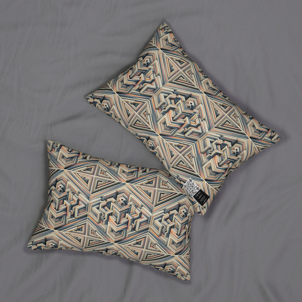 Tech Illusion Graphics Futuristic Artistry Spun Polyester Lumbar Pillow - 8404 Design-52 B