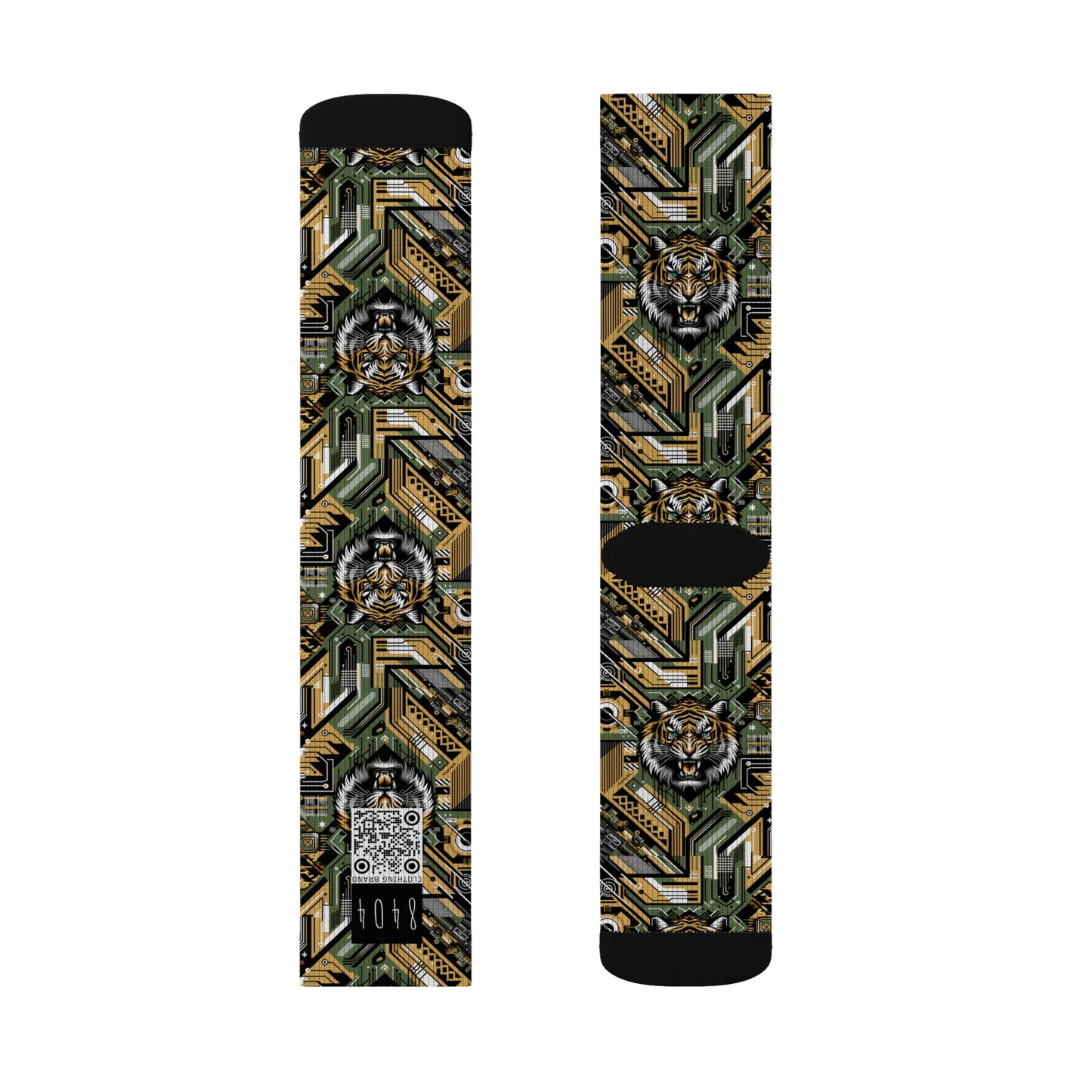 Neo-Camo Fusion Tech-Forward Streetwear Sublimation Socks - 8404 Design-58