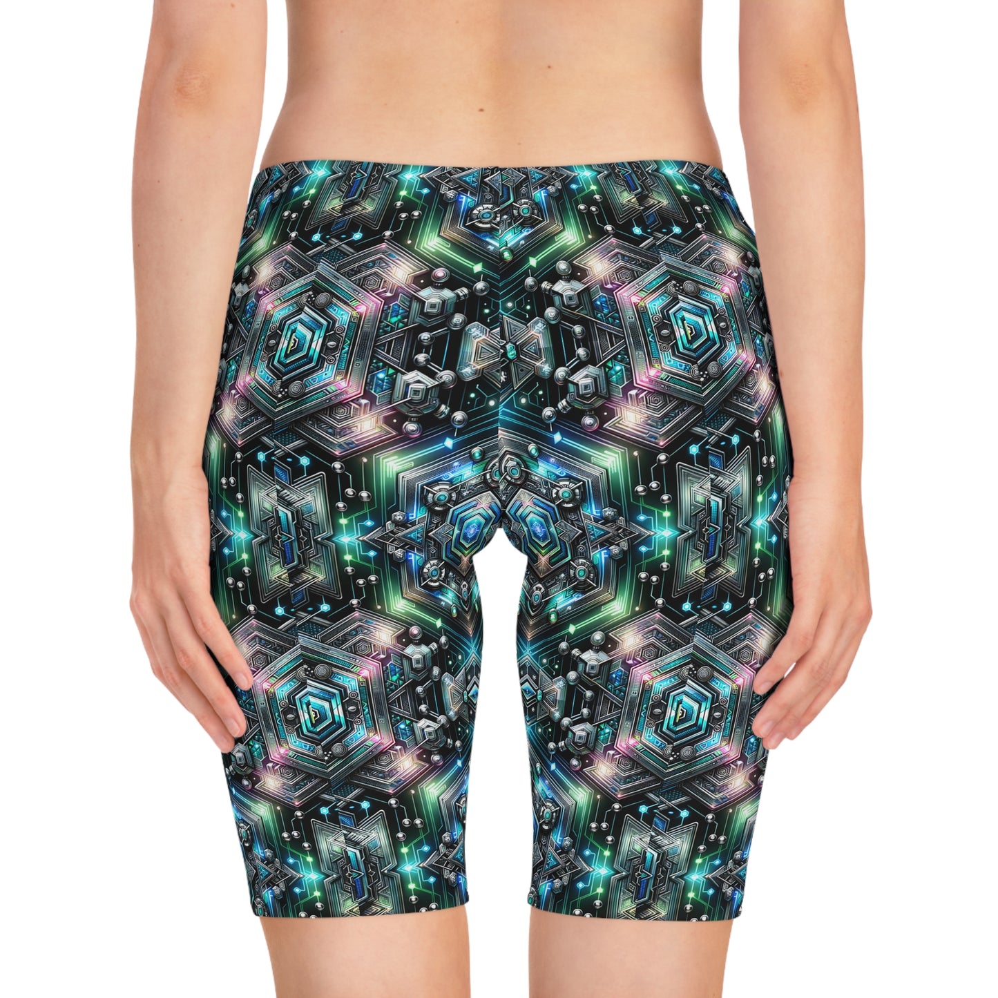 Tech-Infused Futurism Futuristic Tech Women's Bike Shorts - 8404 Design-63