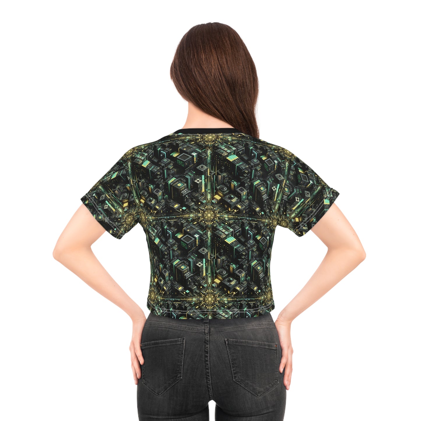 Tech Noir Graphics Tech-Inspired Streetwear Crop Tee - 8404 Design-66