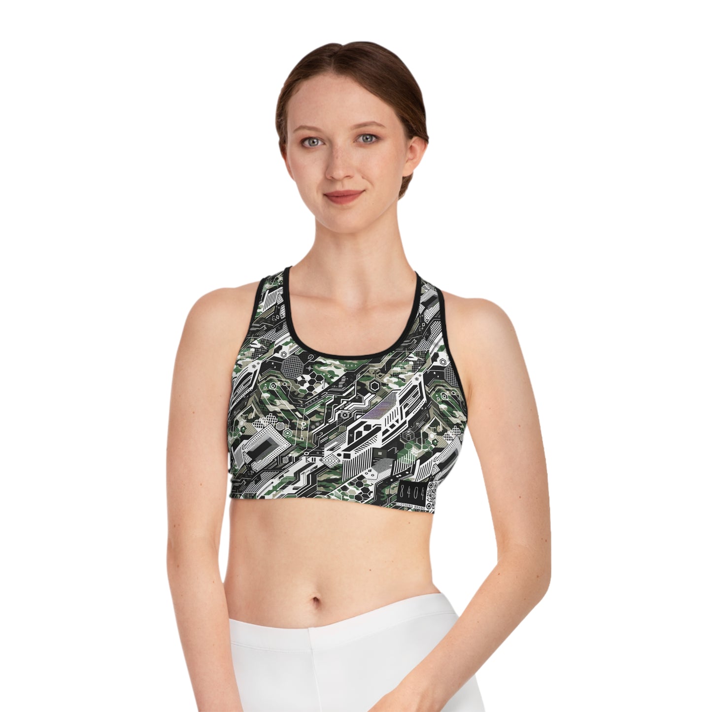 Tech Camo Fusion Tech-Forward Streetwear With a Futuristic Edge Sports Bra - 8404 Design-46