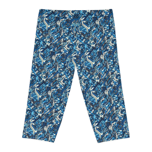 Tech Urban Camo Tech-Forward Streetwear With a Futuristic Military Edge Women's Capri Leggings - 8404 Design-39
