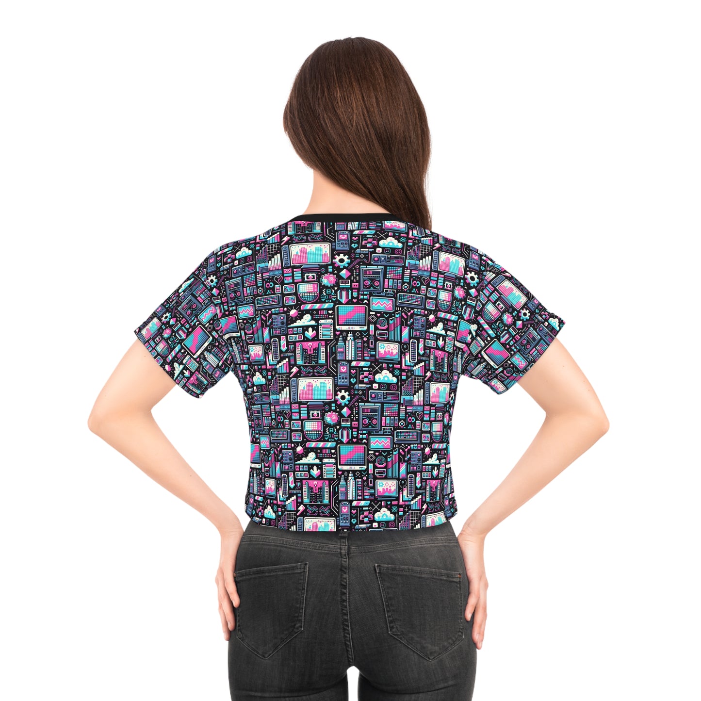 Digital Rebellion Youthful Streetwear with a Rebellious Digital Twist Crop Tee - 8404 Design-71