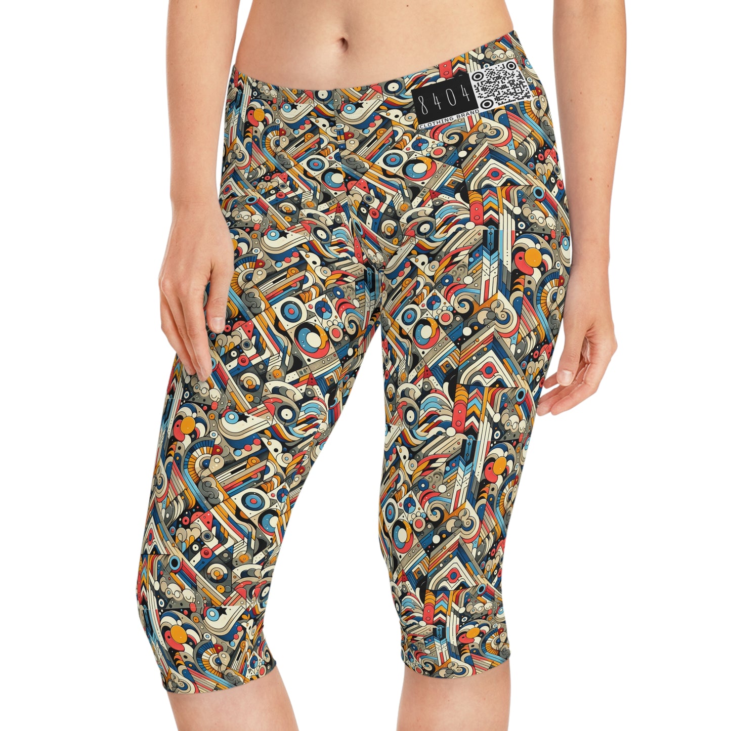 Abstract Graphic Art Modern Artistic Expression Women's Capri Leggings - 8404 Design-62