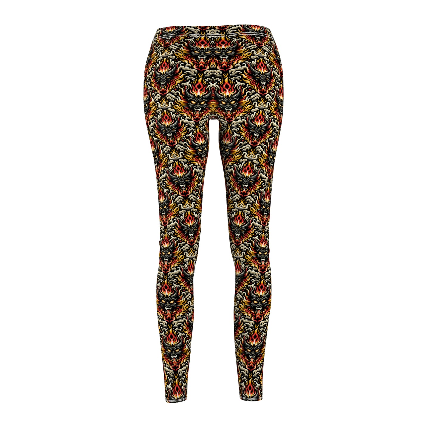 Flame Graphics Maximalist Streetwear Women's Cut & Sew Casual Leggings - 8404 Design-59