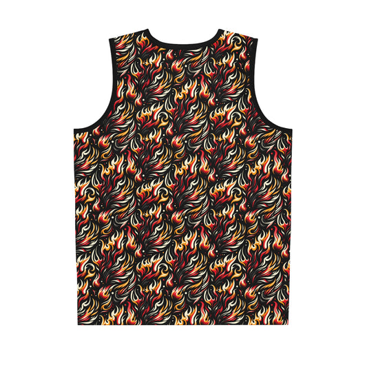 Fire & Flames Bold Streetwear Statement Basketball Jersey - 8404 Design-60