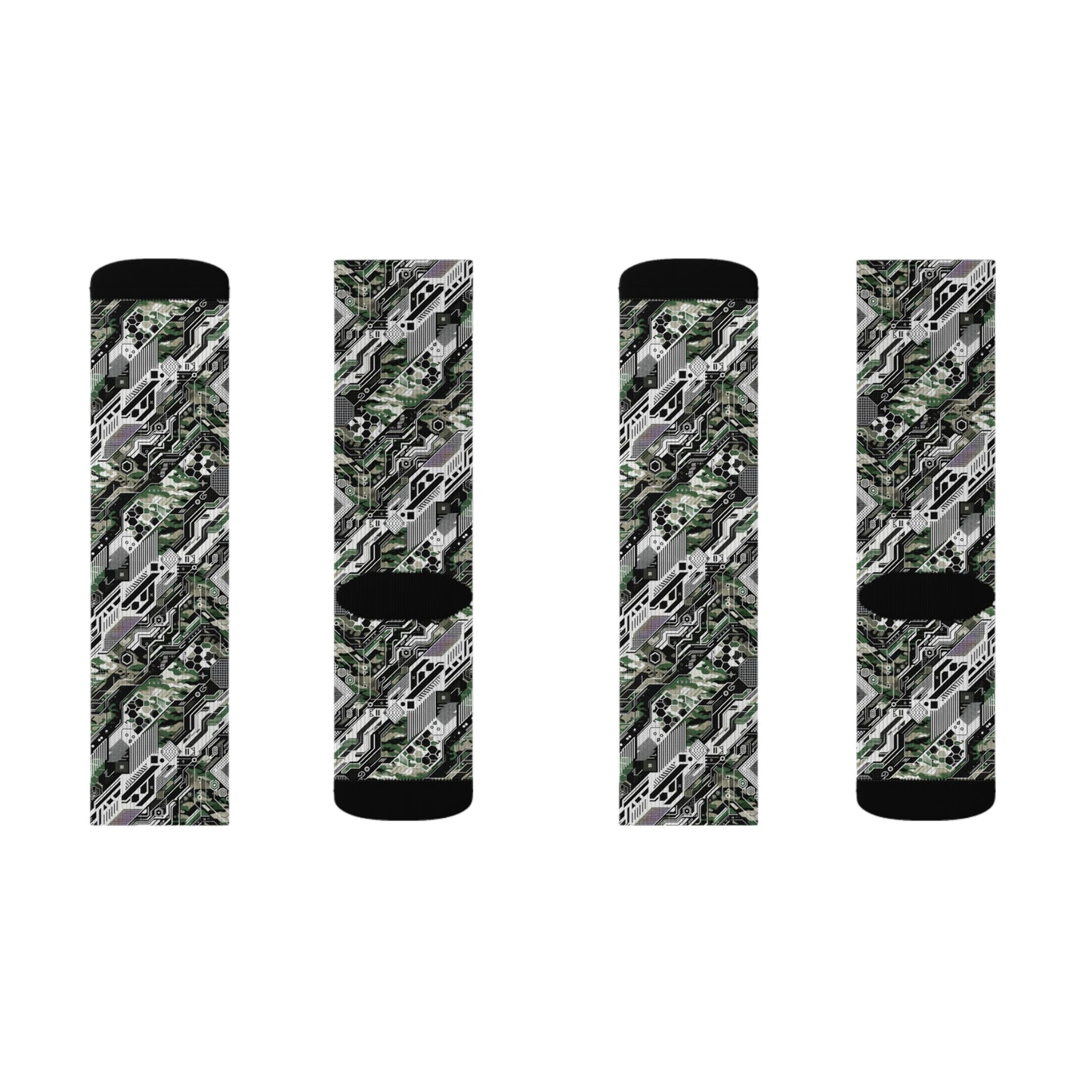 Tech Camo Fusion Tech-Forward Streetwear With a Futuristic Edge Sublimation Socks - 8404 Design-46